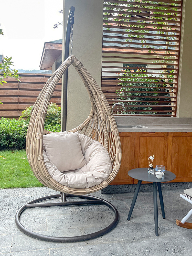 Outdoor leisure rattan basket chair indoor and outdoor swing balcony garden hammock bird's nest basket 3 pieces of furniture