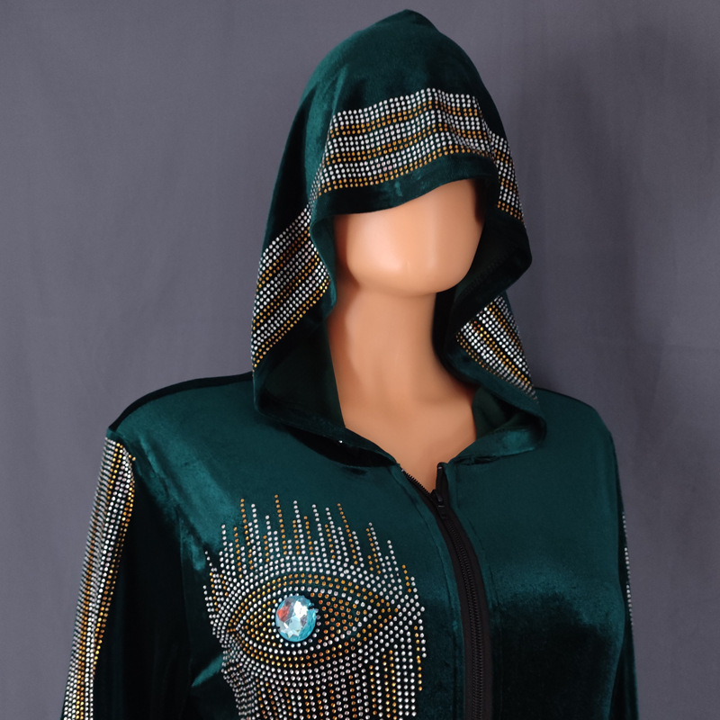 Sequin hooded long sleeve Abaya Africa clothing ladies kitenge dress designs for traditional Africa style dresses woman