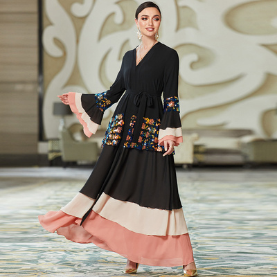 formal dresses in beaumont tx Women's Wedding Gown Hand-Embroidered Kaftan Abaya XS / 60 Inches / Matching Embroidered Scarf (24 X 71 Inches) main image 1