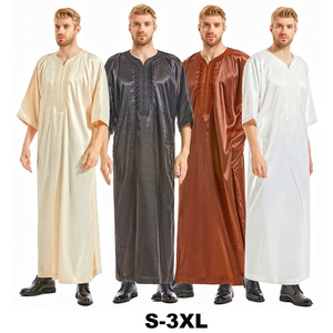 Wholesale Jubba for men Arabic thobe Moroccan Muslim man prayer Arabian Abaya Robe thobes Islamic clothing