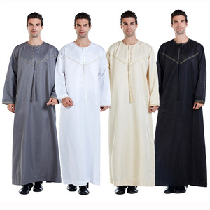 New Design Muslim Arab Jalabiya Moroccan Thobe For Men jubbah abaya ethnic prayer dress Muslim men Clothing