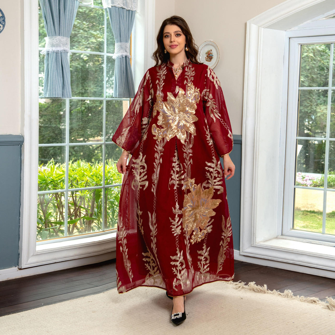 High quality Elegant Dubai fashion ladies long kaftan of Muslim women evening gowns kaftan Arabic evening dresses for women