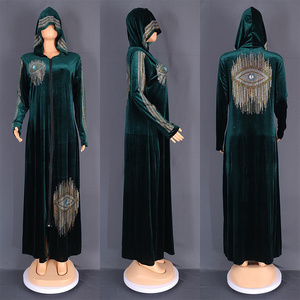 Sequin hooded long sleeve Abaya Africa clothing ladies kitenge dress designs for traditional Africa style dresses woman