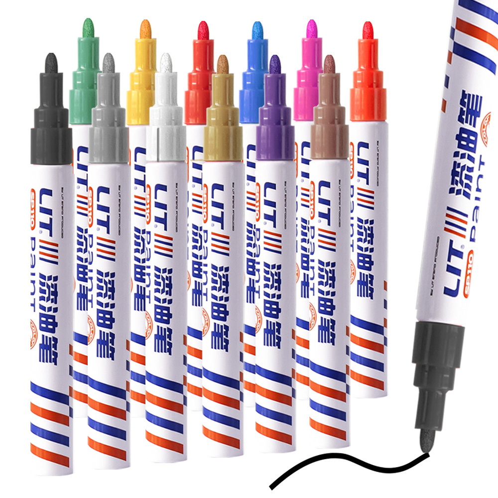 12 Colors Paint Markers Pen DIY Album Graffiti Pens Car Tyre Paint Marker Hard to fade