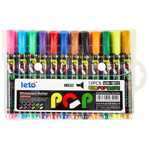 Promotional erasable whiteboard marker 12 colors water-based pen easy to erase 24 colors set of ink refillable chalkboard marker