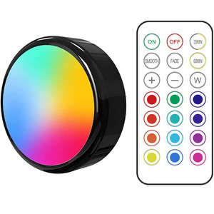 Remote Control LED Puck Lights Dimmable RGBW 13 Colors Kitchen Hallway Closet Cabinet Lights Touch Sensor Decor Night Lamp