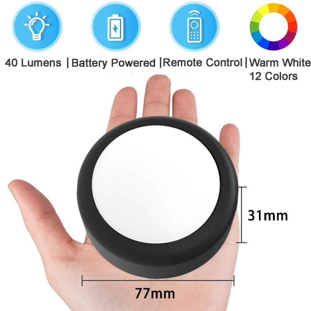 Remote Control LED Puck Lights Dimmable RGBW 13 Colors Kitchen Hallway Closet Cabinet Lights Touch Sensor Decor Night Lamp