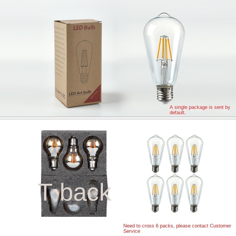 Edison LED filament E27 screw mouth warm yellow light retro imitation tungsten silk ST64 pacifier bulb