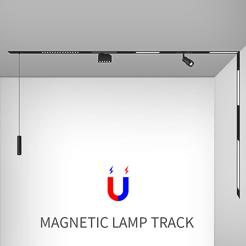 creative magnetic lamp holder aluminum 0.5M 1M ceiling recessed suspended LED magnet mount lights track Rail