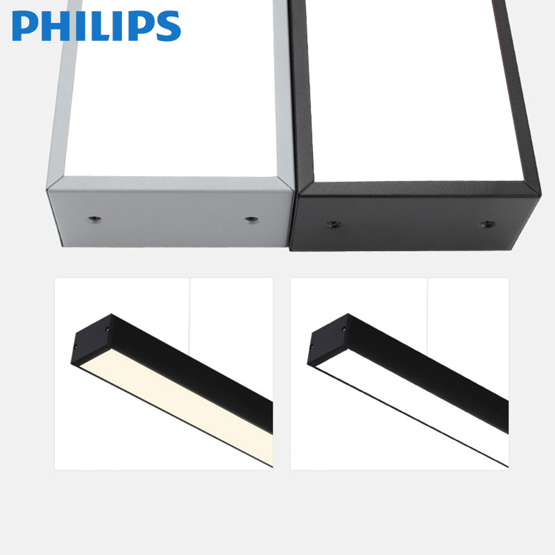 Philips LED office chandelier strip light rectangular studio supermarket shop Internet cafe industrial wind chandelier