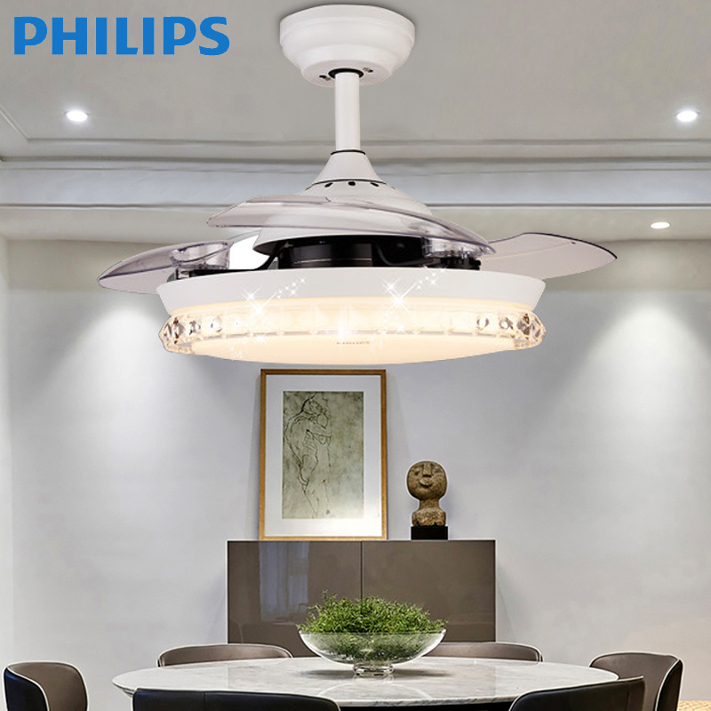 Philips electric fan light invisible ceiling fan light living room dining room bedroom home simple modern LED chandelier