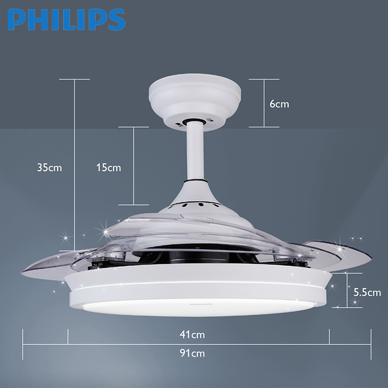 Philips electric fan light invisible ceiling fan light living room dining room bedroom home simple modern LED chandelier