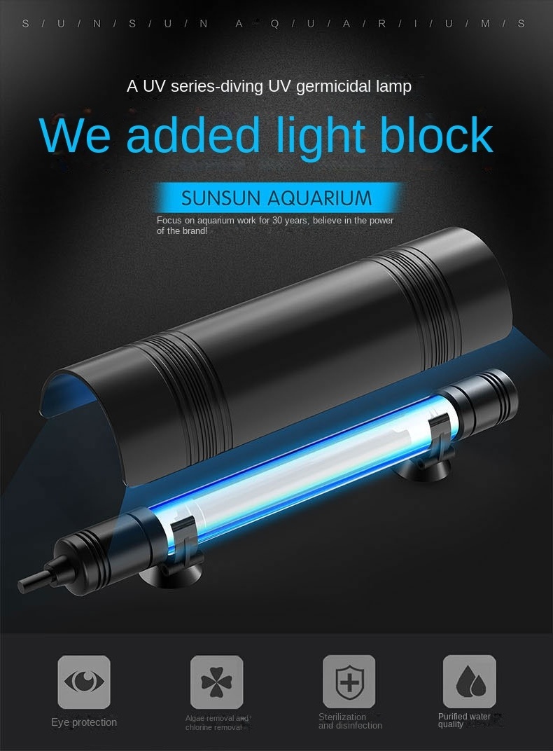 UV germicidal lamp waterproof disinfection UV diving fish pond lamp in addition to green algae sterilization lamp