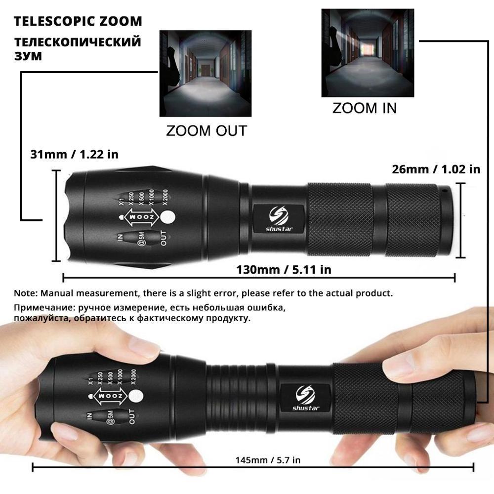 80000 Lumens LED Tactical Flashlight powerful usb Rechargeable lamp L2 Hunting light with Clip Hunting Shooting Gun AccessoriesP