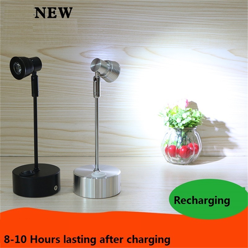 1W/3W 8-43cm pole recharging led spot lamp jewelry showcase lamp desk sitting ceiling mount cabinet movable battery light