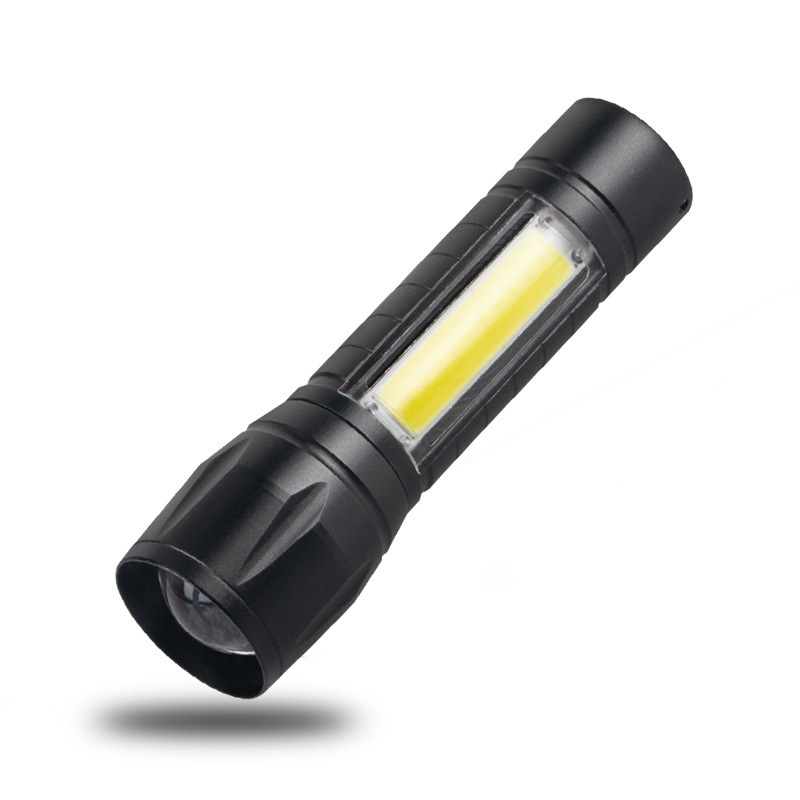 COB Strong Light Flashlight USB Charging LED Mini Pen Clip Flashlight Multi functional Zoom Long Range Lighting Cross border