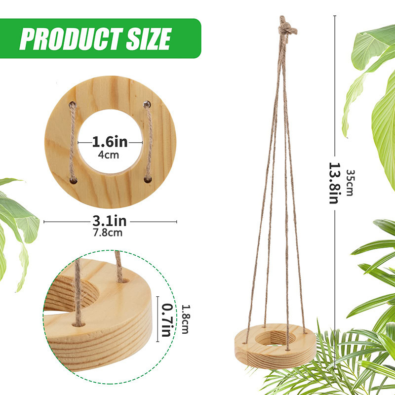 Wooden shelf 6 Pcs Hanging Wooden Air Plant Holder - 3.1