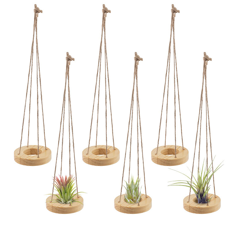 Wooden shelf 6 Pcs Hanging Wooden Air Plant Holder - 3.1