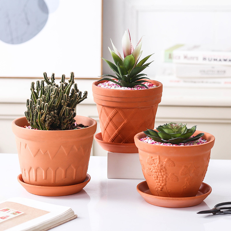 Naturix Succulent Customized Decorative Flower Plant  Low MOQ 1 2 3 4 5 6 7 inch Indoor Outdoor Mini Clay Terracotta Pot