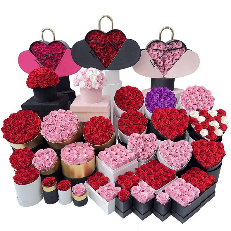 Wholesale infinity roses gift box stabilized eternal rosas preservadas box forever eternity preserved flower box for mom gifts