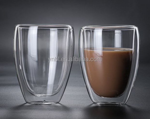 Glass cup big size 450ml Double Walled Glass Coffee Mugs with Handle Insulated Layer Coffee Cups Clear Borosilicate Glass Mugs