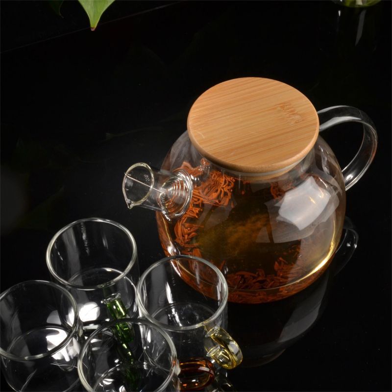 Handmade Stovetop Safe High Borosilicate Glass Heat Resistant Teapot Glass With Bamboo Lid