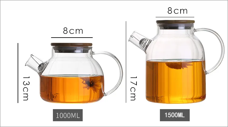 Handmade Stovetop Safe High Borosilicate Glass Heat Resistant Teapot Glass With Bamboo Lid