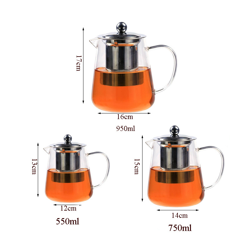 40oz Tea Kettle And Tea Pot Maker Glass Teapot With Removable Loose Tea Infuser Stovetop Safe Glass Teapot