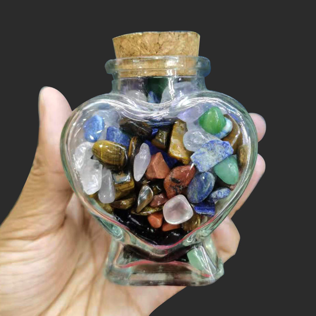 Wholesale Natural Heart Bottle Star /Hello Kitty /light bulb shape Crystal Gravel Wishing Bottle Crystal Skulls Glass Bottle