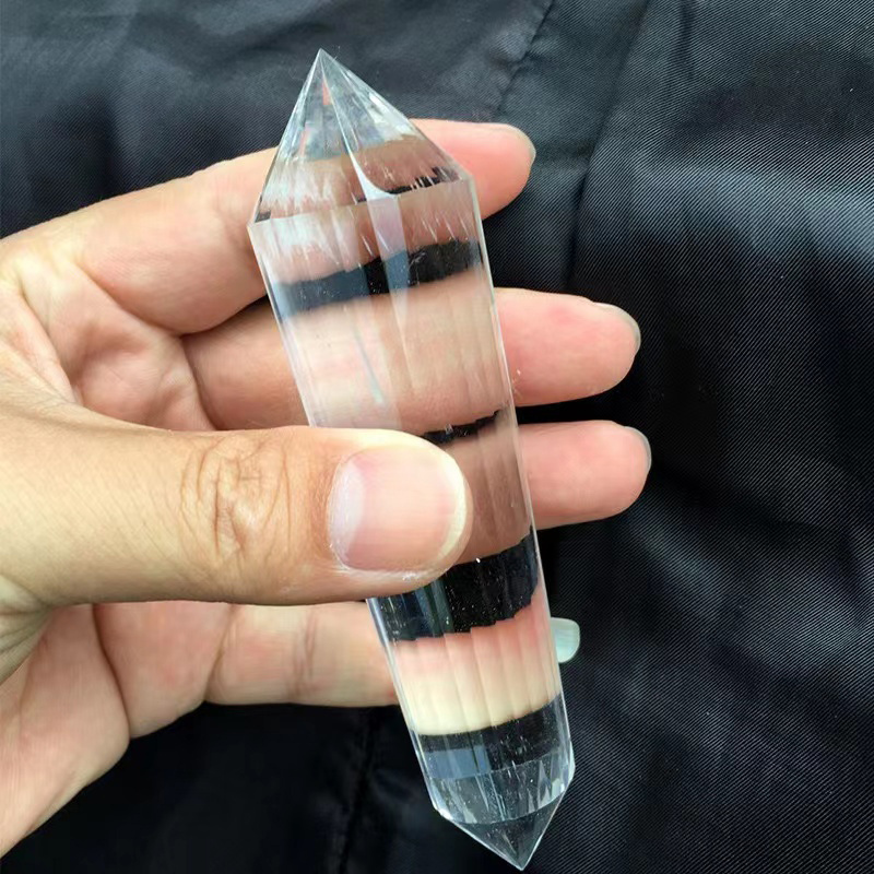 Natural Crystal 24 Sides Vogel Wand Healing Clear Quartz Crystal Vogel Wand Double Point