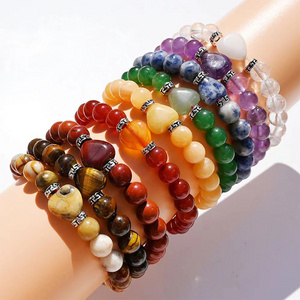 Natural Healing Quartz Crystal Bracelets With Heart Stone Amethyst Bracelet For Women