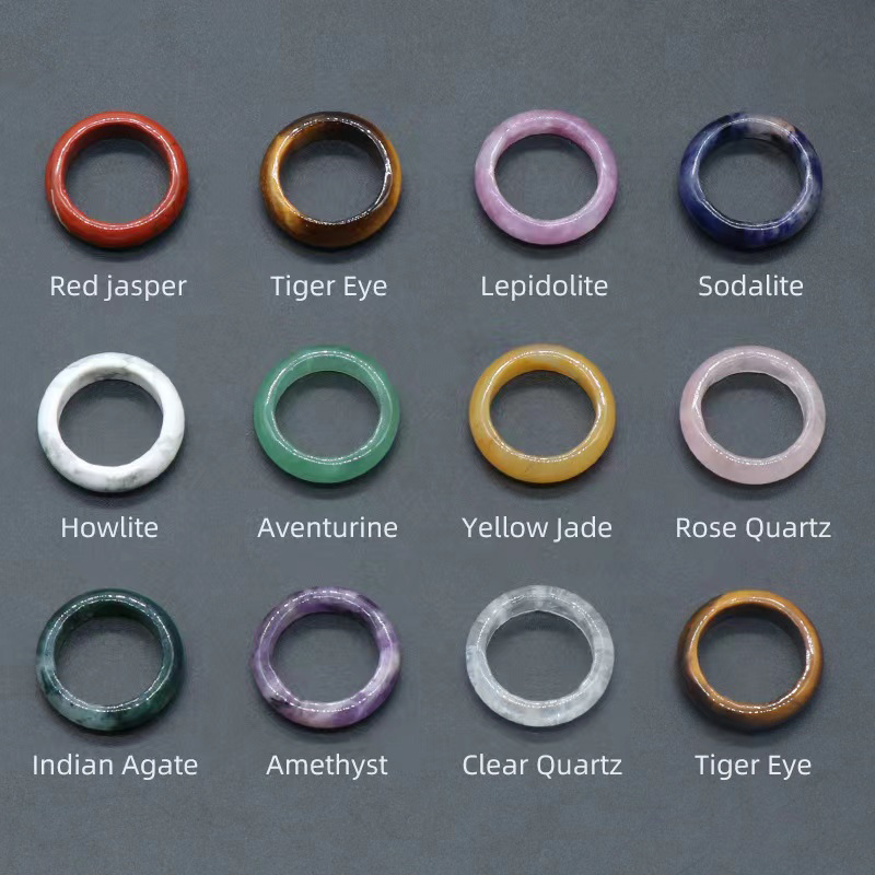 Natural gemstone rings crystals healing stone agate ring rose quartz amethyst rings Wholesale