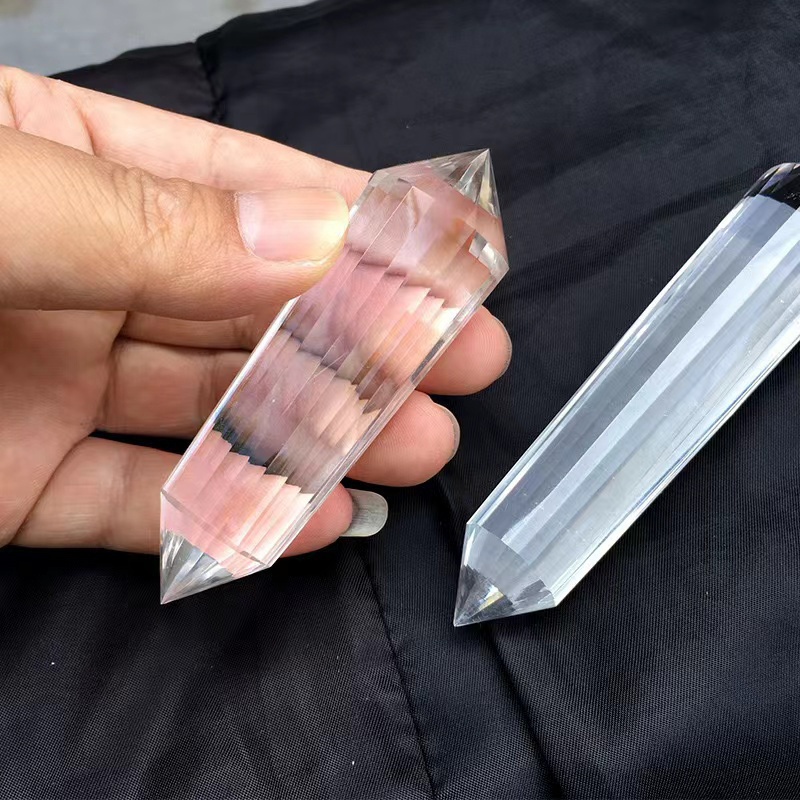 Natural Crystal 24 Sides Vogel Wand Healing Clear Quartz Crystal Vogel Wand Double Point