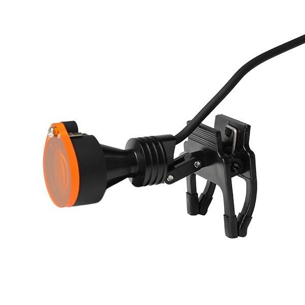 Rechargeable dental head light for binocular loupes