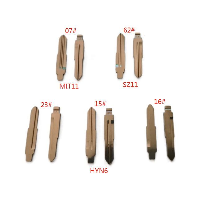 MIT11 HYN6 SZ11 YueNing Uncut Blank vehicle Car Keys Blades For KD VVDI KYDZ 15# 62# 16#23#Metal Remote Flip blank Car Key Blade