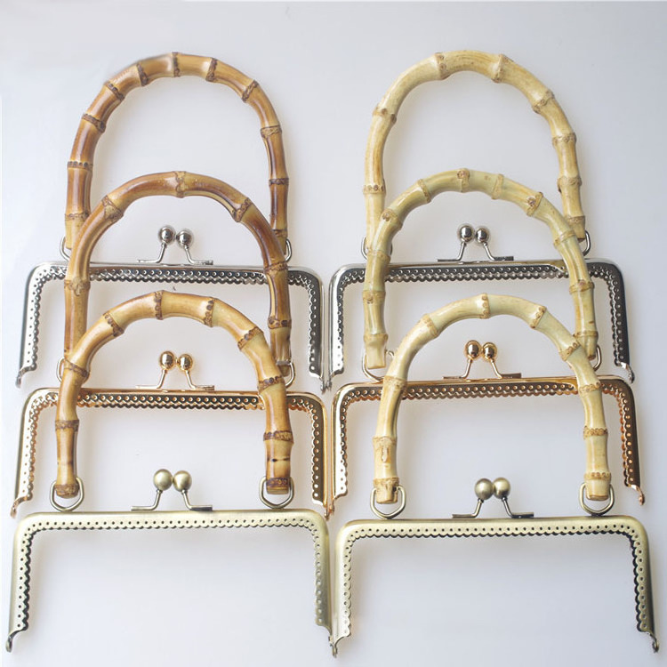 DWDP 20CM 25CM Metal Wallet Clasp Box Purse Bag Frame Metal Purse Clutch Frame Bamboo Handle