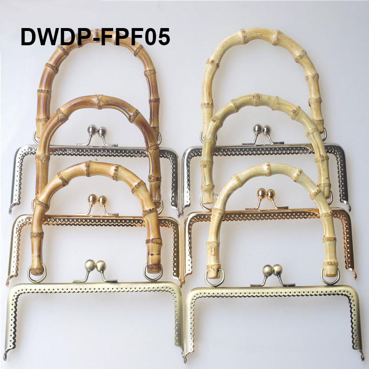 DWDP 20CM 25CM Metal Wallet Clasp Box Purse Bag Frame Metal Purse Clutch Frame Bamboo Handle