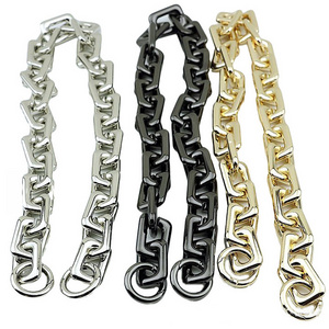 YN Heavy Chunky Bag Chain Metal Purse Handle Handbag Shoulder Strap Replacement Zinc Alloy Flat Chain with Metal Buckles