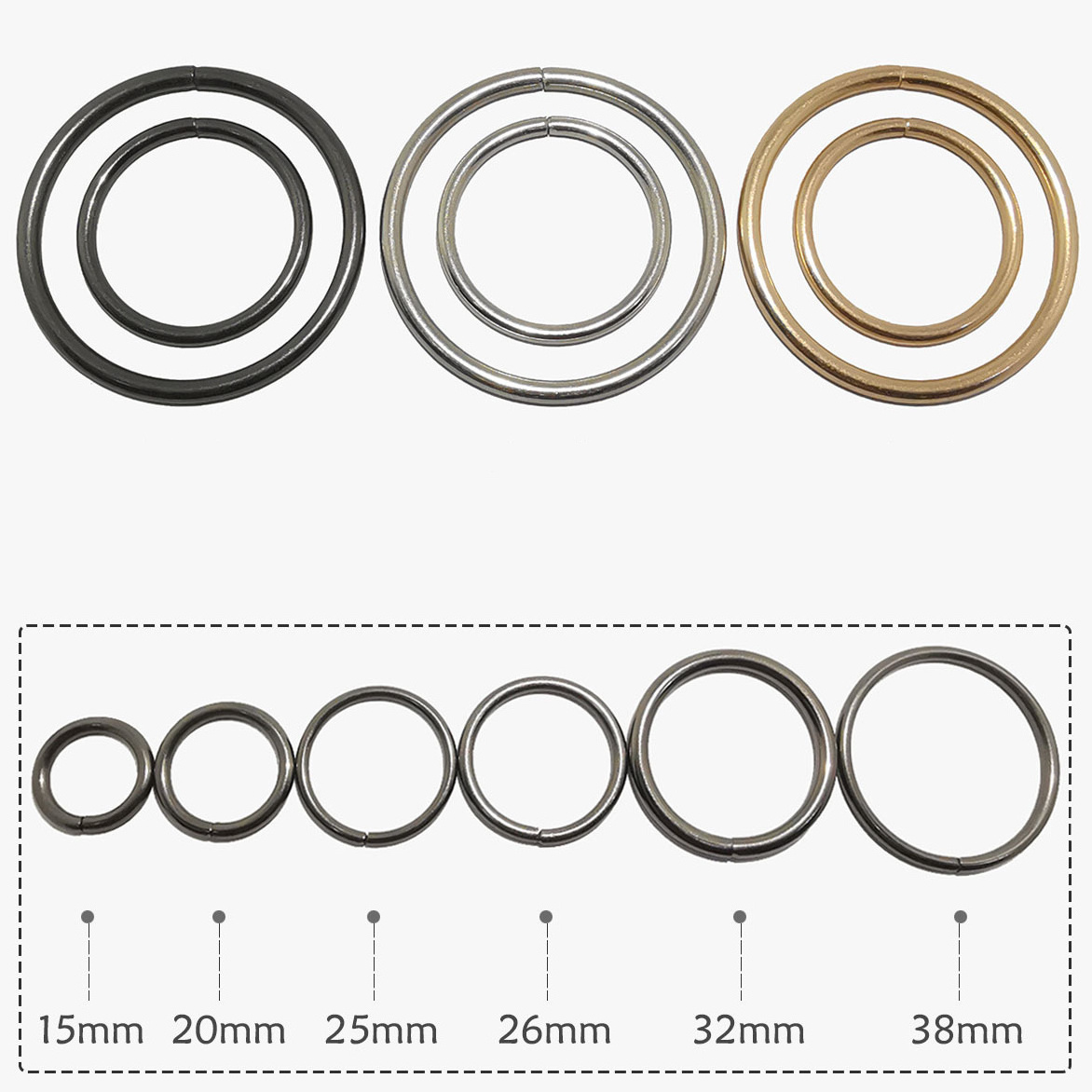 YN-OR04 wholesale round rings metal O rings connector purse handbag leather craft hardware