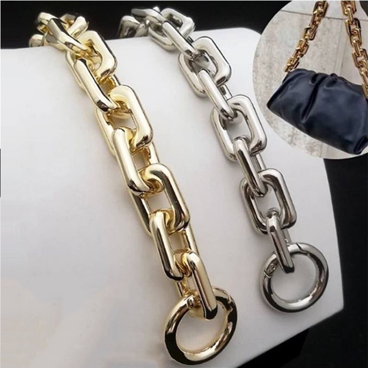 YN Heavy Chunky Bag Chain Metal Purse Handle Handbag Shoulder Strap Replacement Zinc Alloy Flat Chain with Metal Buckles