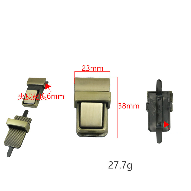 YN-ML14 Rectangle custom handbag hardware lock metal push and turn lock logo for handbag briefcase