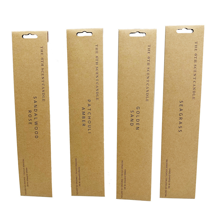 Custom logo blank kraft eco magnet carton cone incense boxes long silm envelop paper packaging for incense stick packaging box