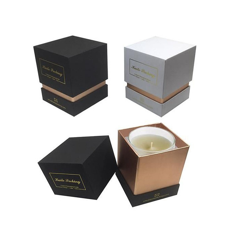 Wholesale Luxury custom candle packaging boxes empty candle jars vessels with lid and boxes packaging