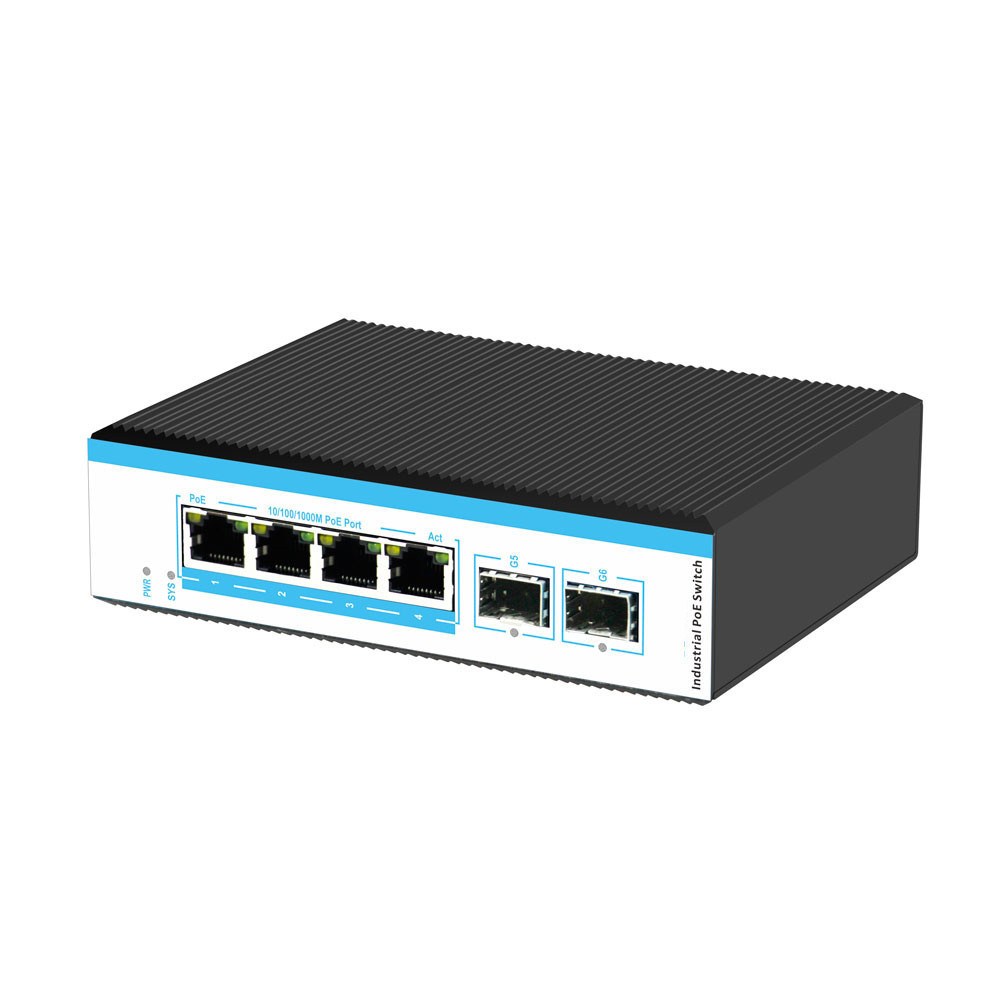 Hot Sale 5 Years Warranty DIN Rail Uplink 2 SFP 4 Port Gigabit Ethernet managed Industrial POE Switch