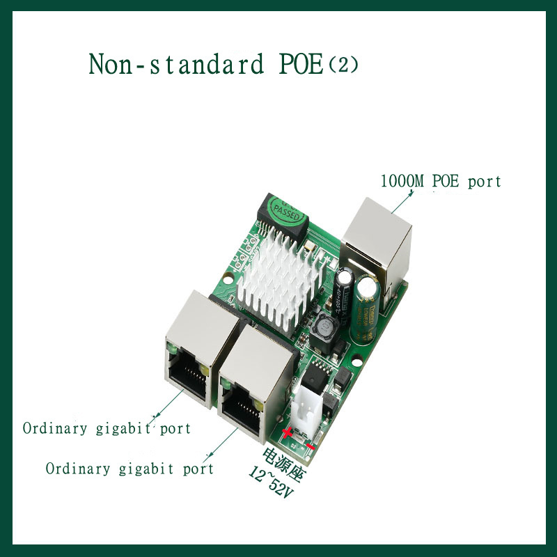 3 ports Power Over Ethernet Passive 12V 24V 48V POE Gigabit Network Extender Board 2Ports 3 RJ45 Port 1000Mbps POE Switch