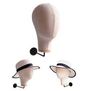 Fabric Cover Wall Mounted Mannequin Head Decorative Vintage Style Holder Hat Holder Rack Storage Wigs Show Display Stand