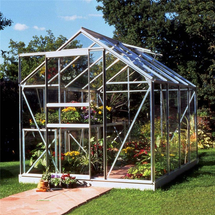 Glass  commercial greenhouse with hydroponic system