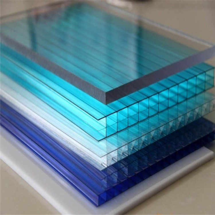 12mm Bayer raw material blue color transparency polycarbonate twin wall hollow sheet