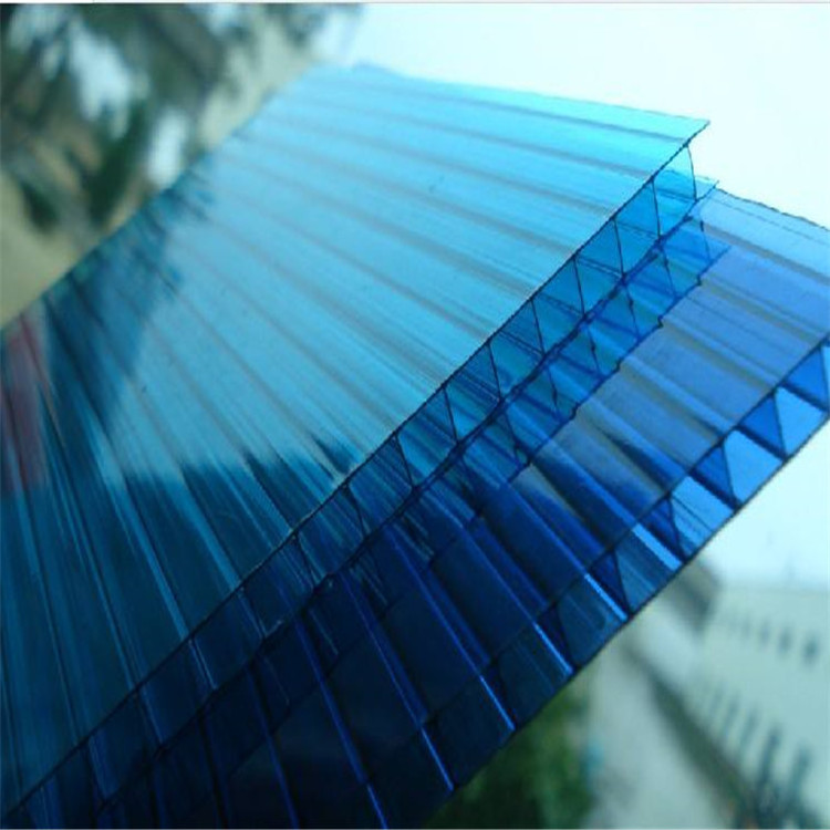 12mm Bayer raw material blue color transparency polycarbonate twin wall hollow sheet