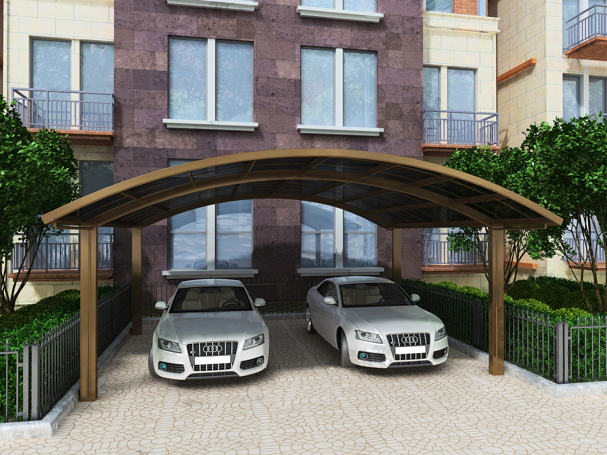 Sturdy and durable aluminium carports with polycarbonate sheet roof